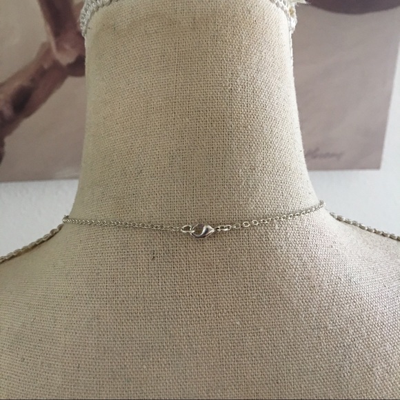 Minimalist monogram “S” initial double pendant rhinestone necklace - Picture 5 of 7